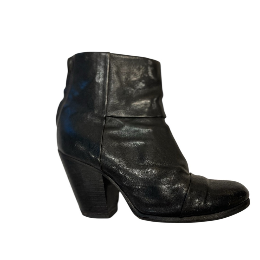 RAG & BONE Leather Moto Boot Newbury Bootie Black Size 37 - Picture 2 of 13